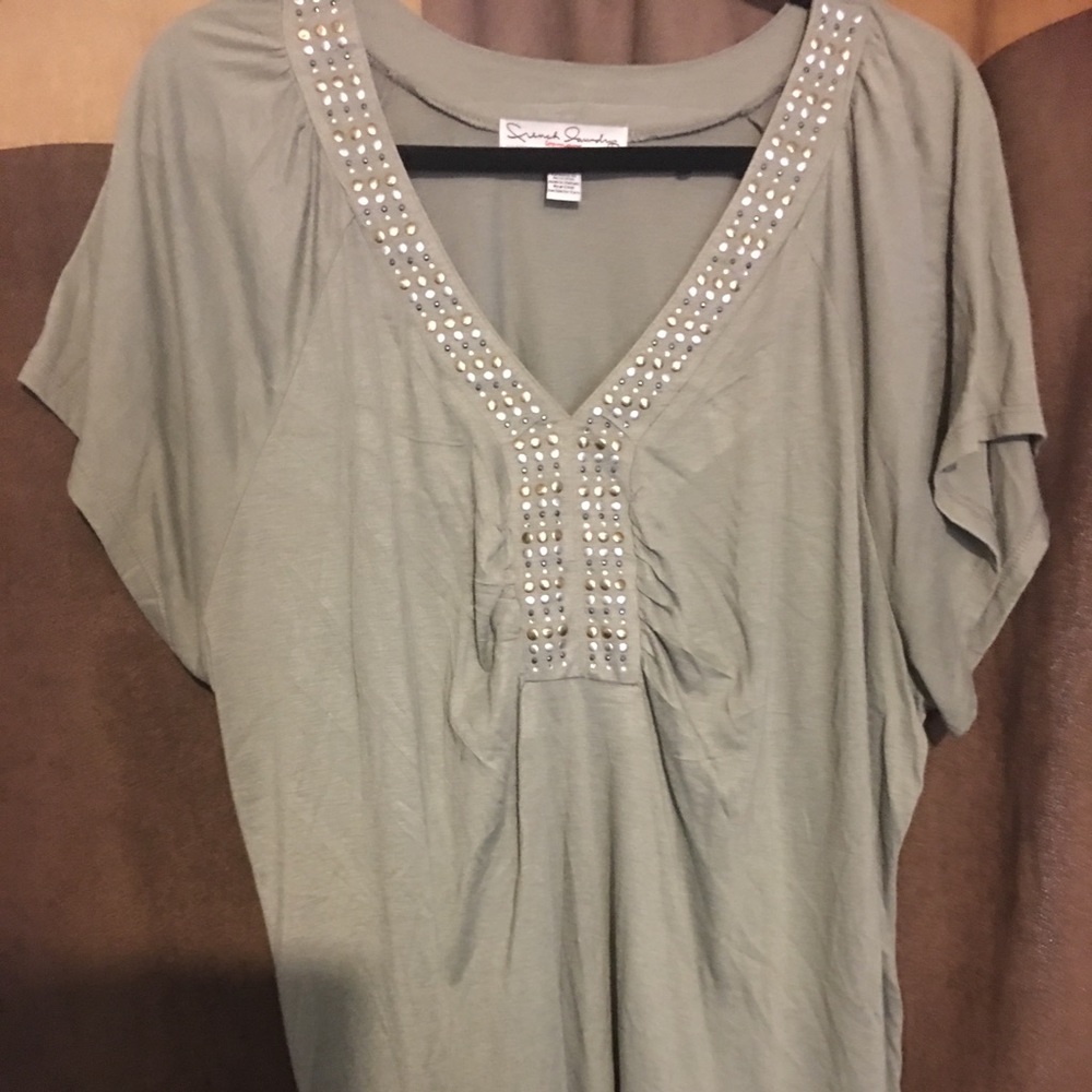 Sage color with silver studded circles